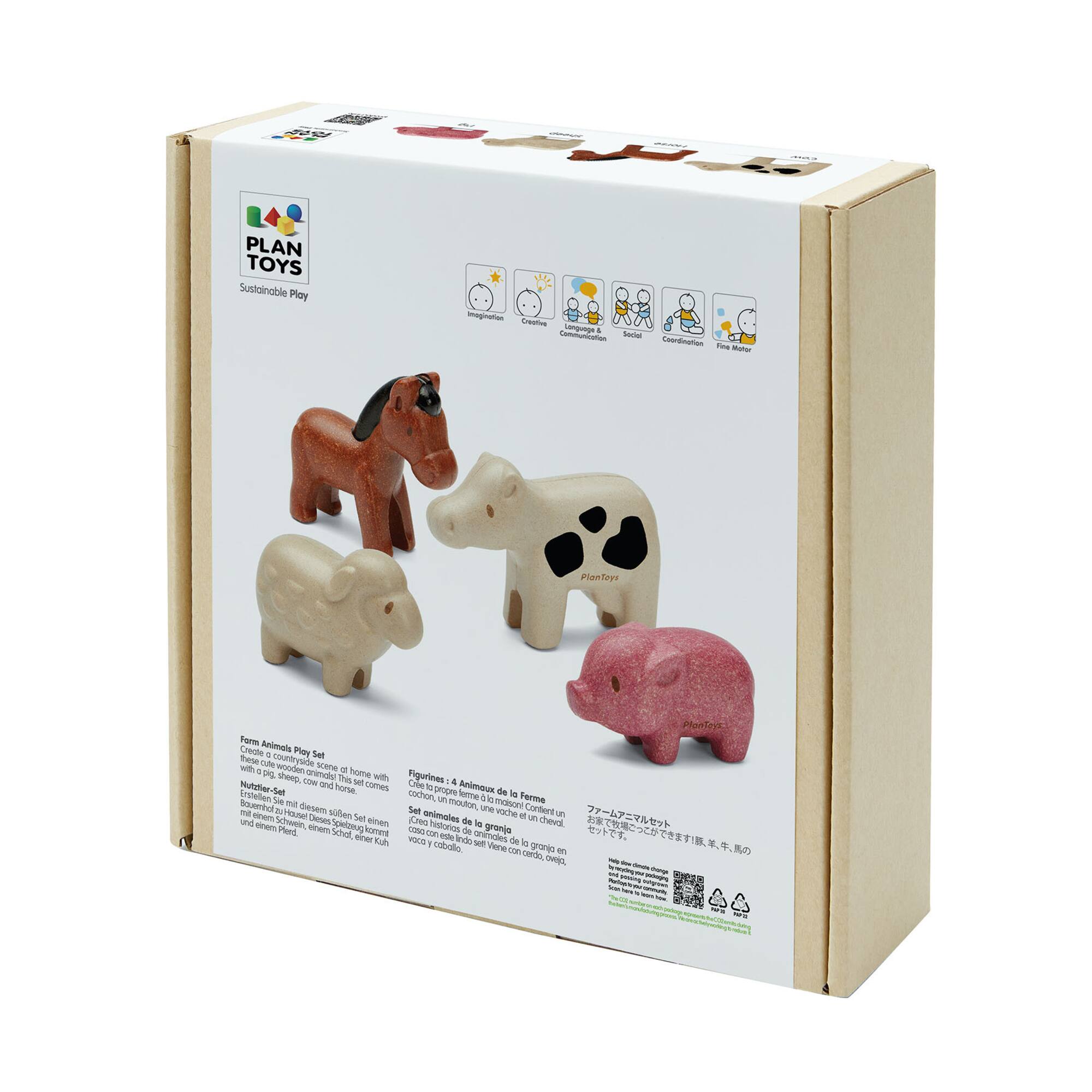 PlanToys Wooden Farm Animals Playset
